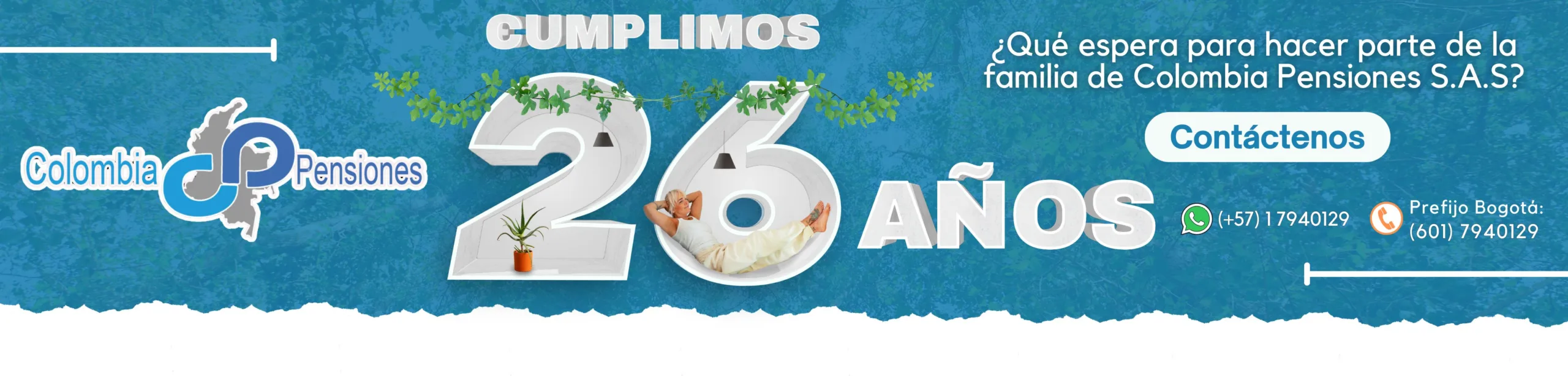 Banner celebración 26 años - Colombia Pensiones